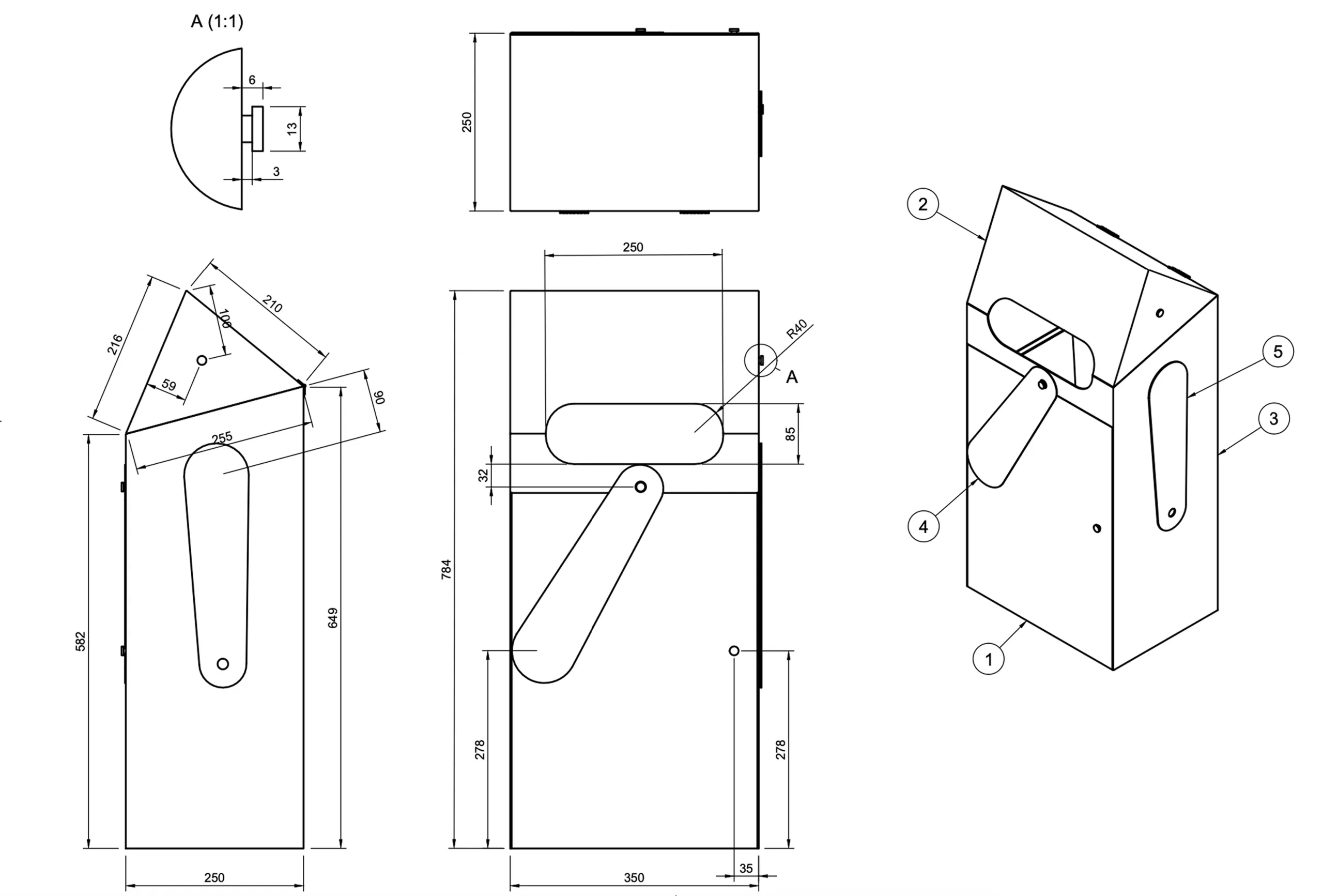 Technical drawing, I want to make sure the bin are simple to manufacture